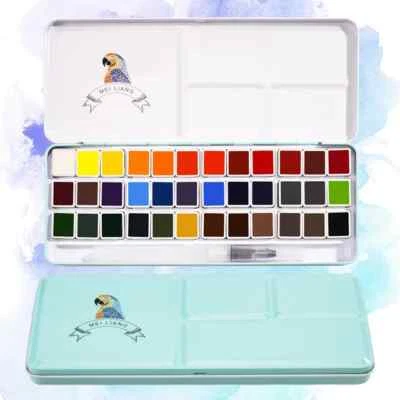 MeiLiang Portable Watercolor Paint Set 36 Colors + Metal Box, Watercolor Brush - Image 1 of 4