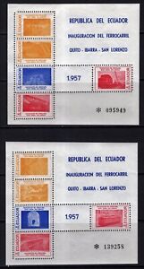 Ecuador 1957 Railway Souvenir Sheet Set MNH #618-619