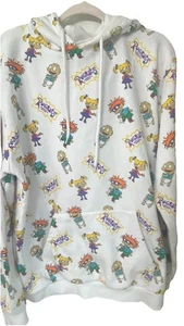 Nickelodeon Rugrats Hoodie White Sweatshirt L Tommy Chuckie Angelica - Picture 1 of 12