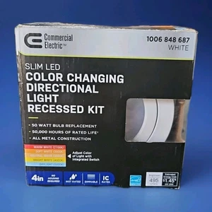 Commercial Electric 4 in LED Recessed Light Ultra Directional Round Color - Picture 1 of 6