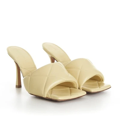 BOTTEGA VENETA 890$ Quilted Leather Lido Mules - Moon Beam Yellow - Image 1 of 4