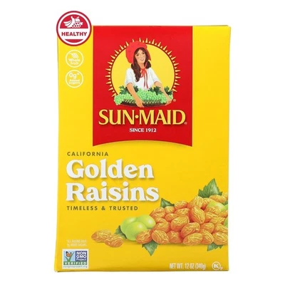 Sun-Maid Pasas Doradas Caja 12 OZ California Frutos Secos Snack Natural Foto 1 de 4