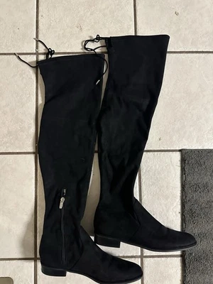 Botas altas por encima de la rodilla Marc Fisher negras de gamuza usadas una vez talla 9 corbata Foto 1 de 4