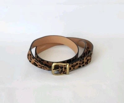 化石光滑小牛毛皮革腰带动物印花女士尺寸 L 黄铜扣  — 第 1/4 张图片