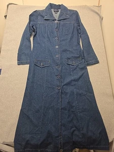 Blue J. Dress Womens Size Medium Denim Full Button Front Maxi Long Western - Picture 1 of 14