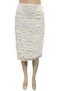 Escada gonna donna panna pizzo con volant 100% seta taglia 40 - Foto 1 di 15