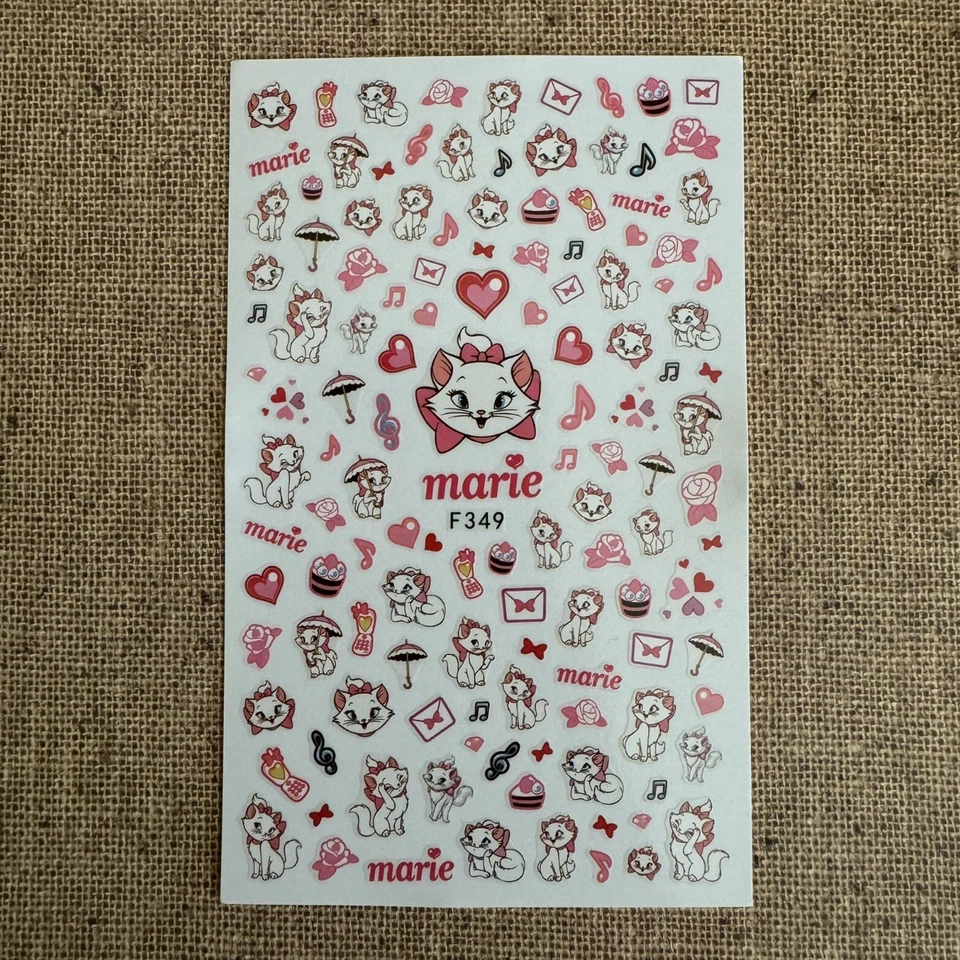 Calcomanía adhesiva arte en uñas rosa Disney Marie the Cat nueva Foto 1 de 1