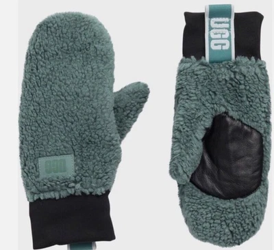UGG Mittens Small/Medium Aloe Vera Green Fleece Logo Tape  New with tag - Image 1 of 4