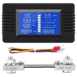 DC Battery Monitor Meter Ammeter Digital DC 0-200V Shunt 100A Multimeter,7048 - Picture 1 of 7