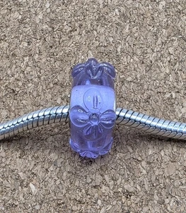 AUTENTICO CIONDOLO VETRO MURANO 3D FIORI VIOLA PERLINE ARGENTO STERLING - Foto 1 di 2