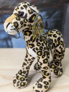 Llavero de felpa de animales flexibles manchado leopardo gato metal cadena etiquetas 7" - Imagen 1 de 8