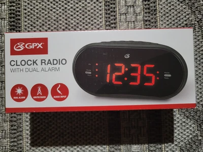 GPX C253B Black Digital Tune Control AM/FM Clock Radio with Intelli Set, New! - Image 1 of 2