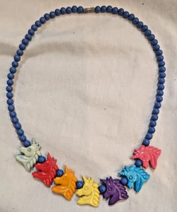 Vintage 80er Kunststoff Regenbogen Einhorn Charms Halskette 🦄 - Bild 1 von 9