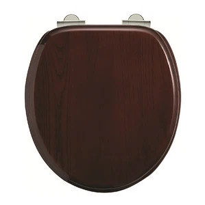 Burlington Traditional Soft Close Mahogany Toilet Seat - S17 Dark Wood Finish - Picture 1 of 2