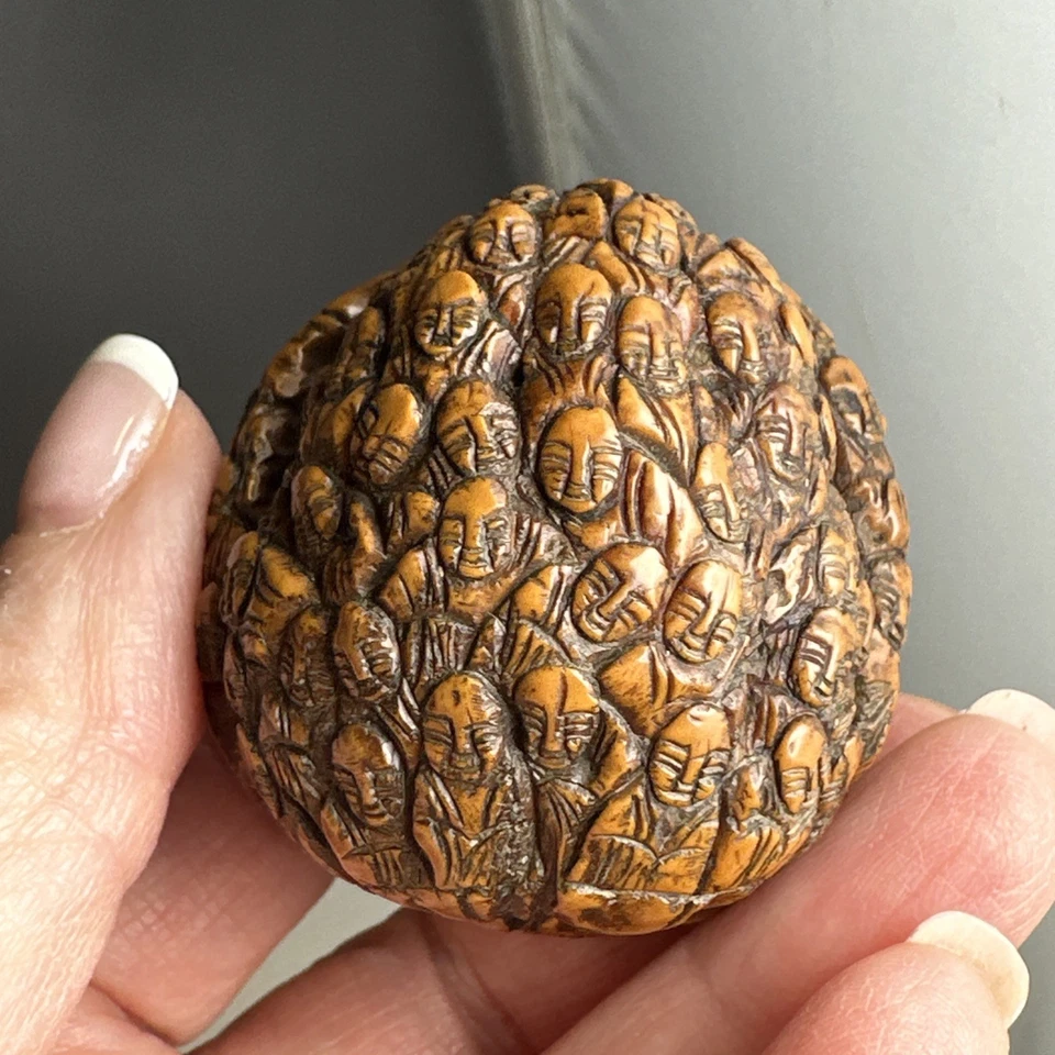 Антикварный китайский тонко вырезанный орех с тысячью граней 1000 граней - Изображение 1 из 4
