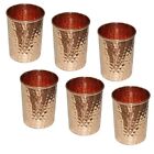 Pure Copper Hammered Water Glasses for Healing Ayurvedic Set of 6 Free Shipping