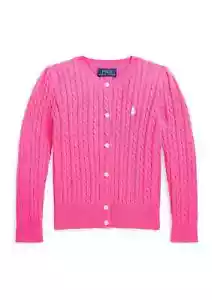 NEW $60 Polo Ralph Lauren Toddler Girls Pink Mini Cable Cotton Cardigan Size 2T - Picture 1 of 2