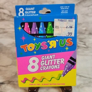 1990 Vintage Novelty TOYS "R" US Giant Glitter Crayons Non-Toxic 8 Count NOS - Picture 1 of 9