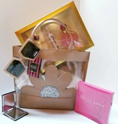 Conjunto de regalo de fragancia de belleza para mujer bolsa paleta de sombras de ojos y gafas de sol con espejo Foto 1 de 4