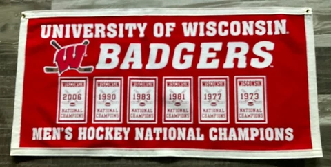 Wisconsin Badgers NCAA Hockey National Championship Banner  Bob Johnson Cover