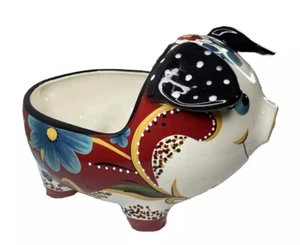 NWT Emily by Home Accents Ceramic Pig Large Planter Bowl Whimsical 13.5x10x9 - Picture 1 of 12