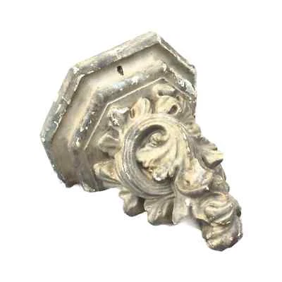 Antique rococo chalckware plaster wall console statue Saint art hanging rack ped - Image 1 of 4