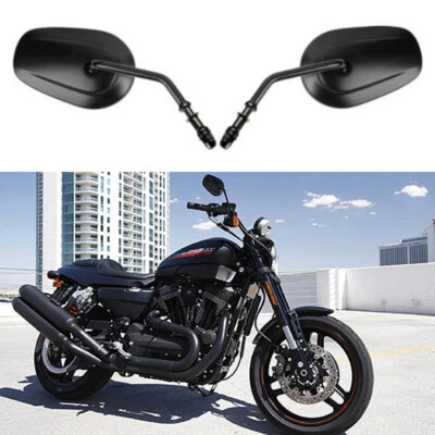 For Harley Davidson Road Glide Fatboy Black Motorcycle Rearview Side Mirrors 8mm - Image 1 of 4