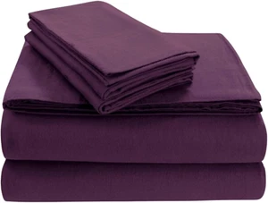 Luxury Solid Flannel Deep Pocket Sheet Set, Dark Purple, Twin X-Large - Picture 1 of 7