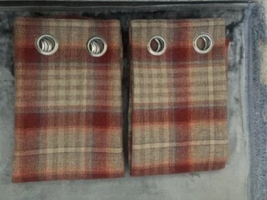 Next Red Tweedy CRANFORD Eyelet Lined WOVEN Check CURTAIS 168x183 CM - Picture 1 of 9