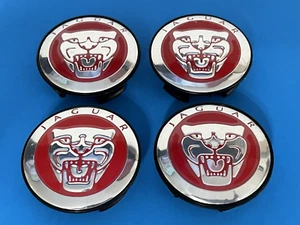 JAGUAR XF XFR XK XKR XJ XJR CENTER CAPS GENUINE FACTORY OEM 8W93-1A096-AB SET - Picture 1 of 9