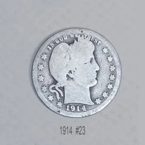 1914 US Barber Liberty Head Quarter Dollar 90% Silber US Münze - Bild 1 von 2