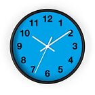 Wall Clock - Blue background with Black Numbers