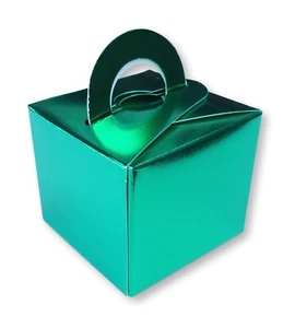 10 METALLIC GREEN BALLOON WEIGHT BOXES WEDDING FAVOURS CHRISTMAS BIRTHDAY PARTY - Picture 1 of 3