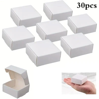30 Pack Small Kraft Paper Gift Boxes 2.16x2.16x0.98 in Gift Boxes w/ Lid, White - Image 1 of 4