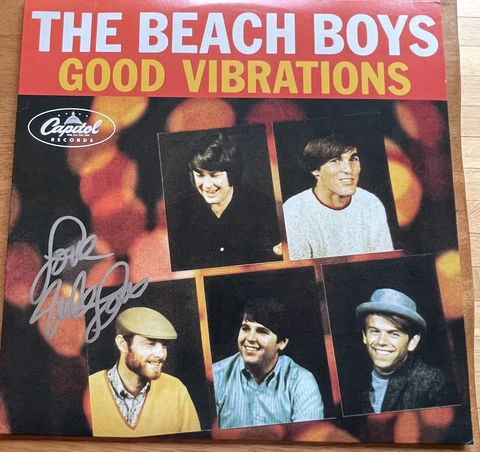 The Beach Boys) MIKE LOVE AUTOGRAPHED Good Vibrations 12" EP Yellow/orange Vinyl Cover