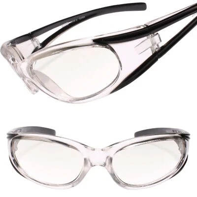 Sporty Wrap Around Sunglasses Light Tint Lenses Clear Frame Athletic Style - Image 1 of 3