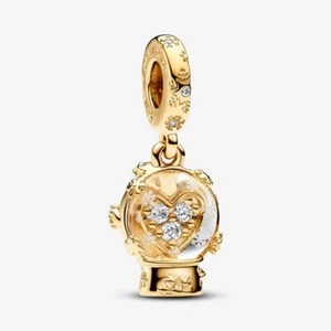 BRAND NEW AUTHENTIC PANDORA GOLD SNOWFLAKE GLOBE DANGLE CHARM-762825C01 - Picture 1 of 10