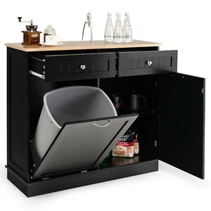 Kitchen Tilt Out Trash Cabinet Buffet Storage Bin w/2 Drawers & Adjustable shelf - Picture 1 of 19