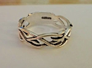 Anillo religioso corona de espinas de plata esterlina de 7 mm de banda ancha - Imagen 1 de 8