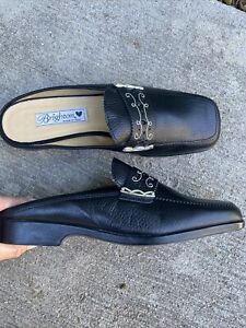 NEW BRIGHTON black slides shoes loafers womens 9.5 9 1/2 N narrow