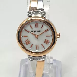 Anne Klein Watch Women 26mm Silver Rose Gold Tone MOP Bling New Battery 6.75" - Picture 1 of 19