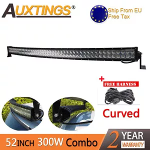 52Inch 300W LED Curved Flood Spot Combo Work Light Bar Offroad SUV Truck 4WD DE - Imagen 1 de 11