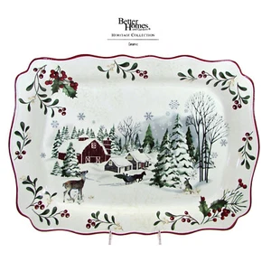 Better Homes & Gardens WINTER FOREST - BARN 19" Serving Platter Heritage - Picture 1 of 12