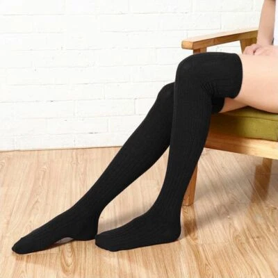 3 Pair Women Winter Wool Warm Knit Over Knee Thigh High Stockings Socks Leggings - Image 1 of 4