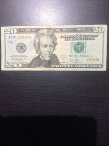 FANCY SERIAL NUMBER $20 Dollar Bill 911 and 666.  September 11 and  beast 666. - Picture 1 of 12