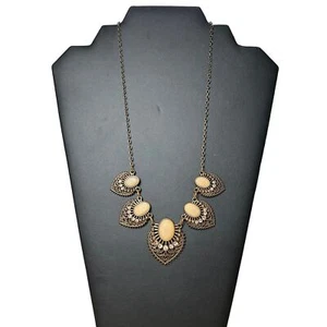 Unbranded Vintage Filigree Gold Tone Hearts Peach Faceted Stones & Rhinestones - Picture 1 of 4