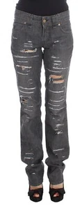John Galliano Women Gray Wash Jeans Pants Cotton Straight Shabby Trousers W 26 - Picture 1 of 9