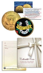 GOOD LUCK HORSESHOE Kennedy JFK Half Dollar U.S. 24K Gold Plated * LUCKY COIN * - Picture 1 of 1