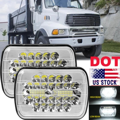 DOT Pair For Sterling Commercial Truck 7x6" LED Headlights High-Low Sealed Beam - Image 1 of 4