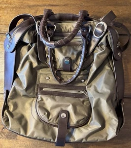 Sondra Roberts Squared Extra Large Shoulder/Tote/Travel Vinyl Bag Olive Green - Picture 1 of 11